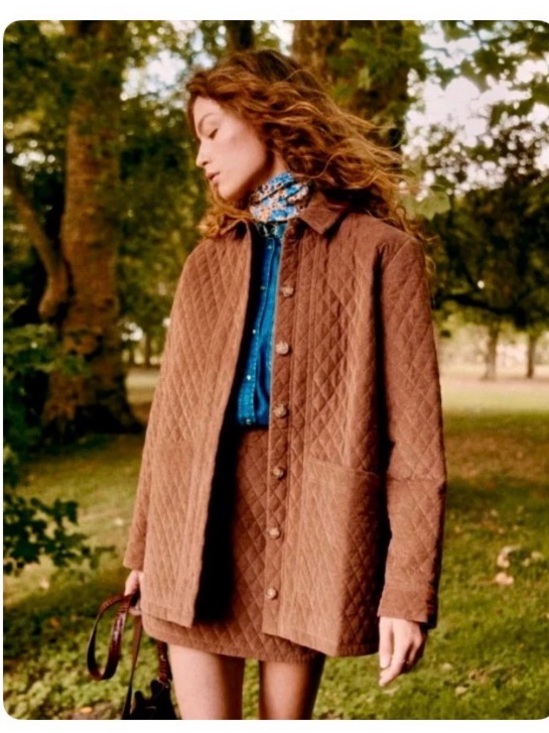 Sezane Jackets & Blazers - Sezane Brown Quilted Button-Front Jacket